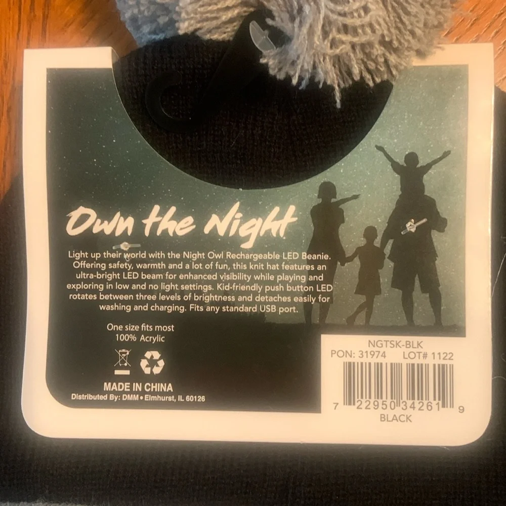 🎉HP🎉NWT Night Owl Kid’s Rechargeable LED Beanie - Light is Removable